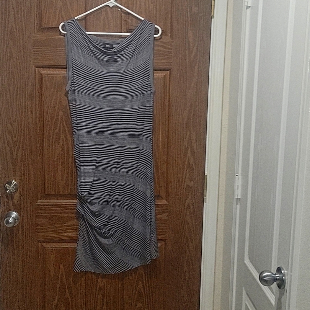 Mossimo Gray Dress with Blue Stripes Size  Large